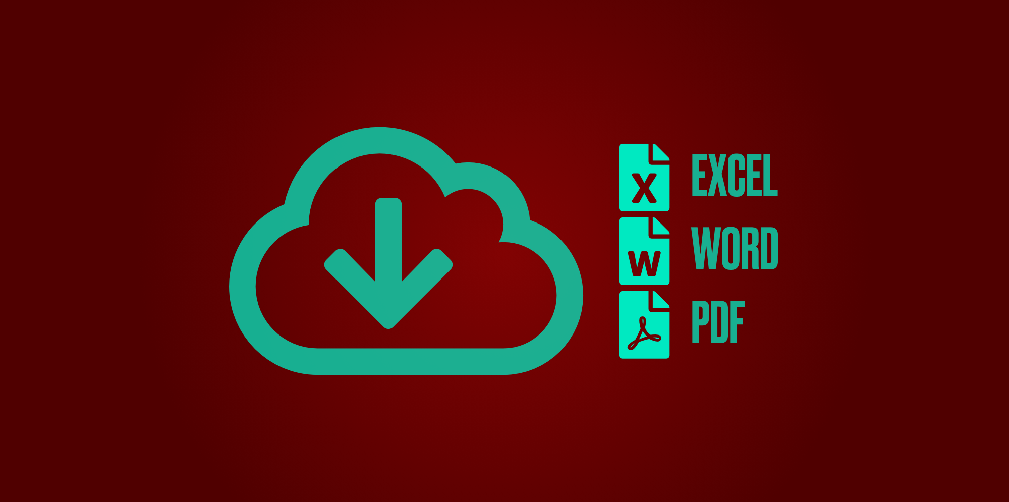 Icona Exportació de continguts en format Excel, Word i PDF